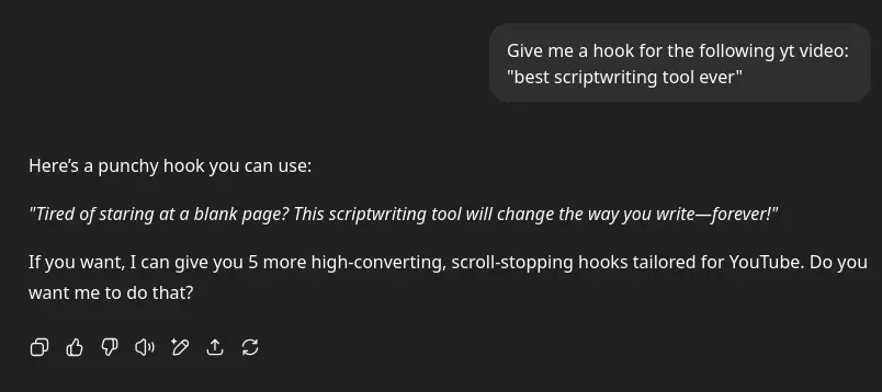 Standard ChatGPT Hook Output